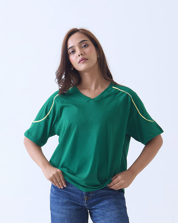 Green Varsity Plain Oversize T-Shirt