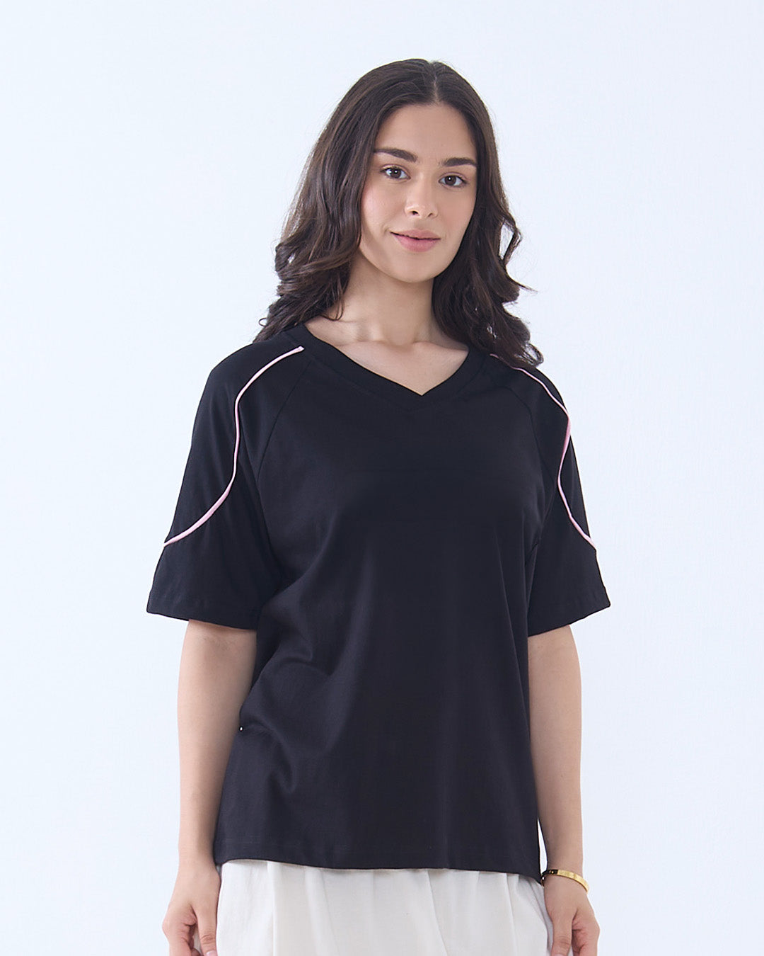 Black Varsity Plain Oversize T-Shirt