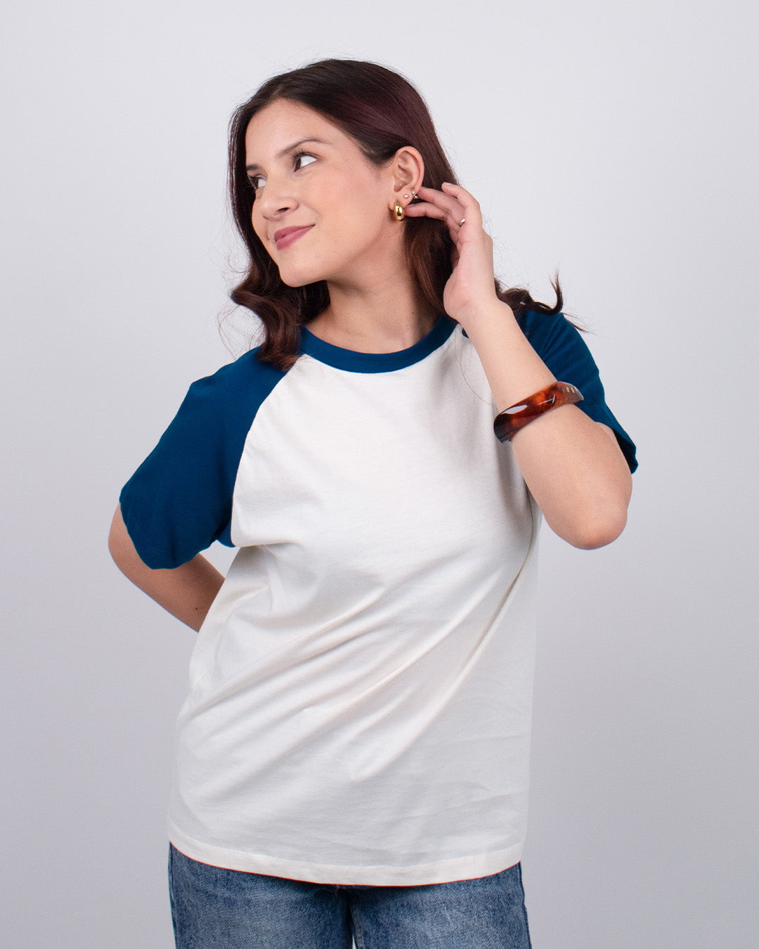 Off White Plain Raglan T-Shirt