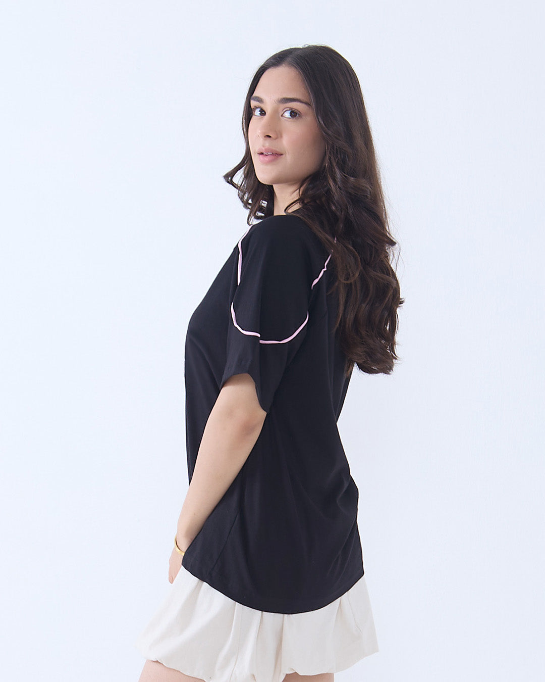Black Varsity Plain Oversize T-Shirt