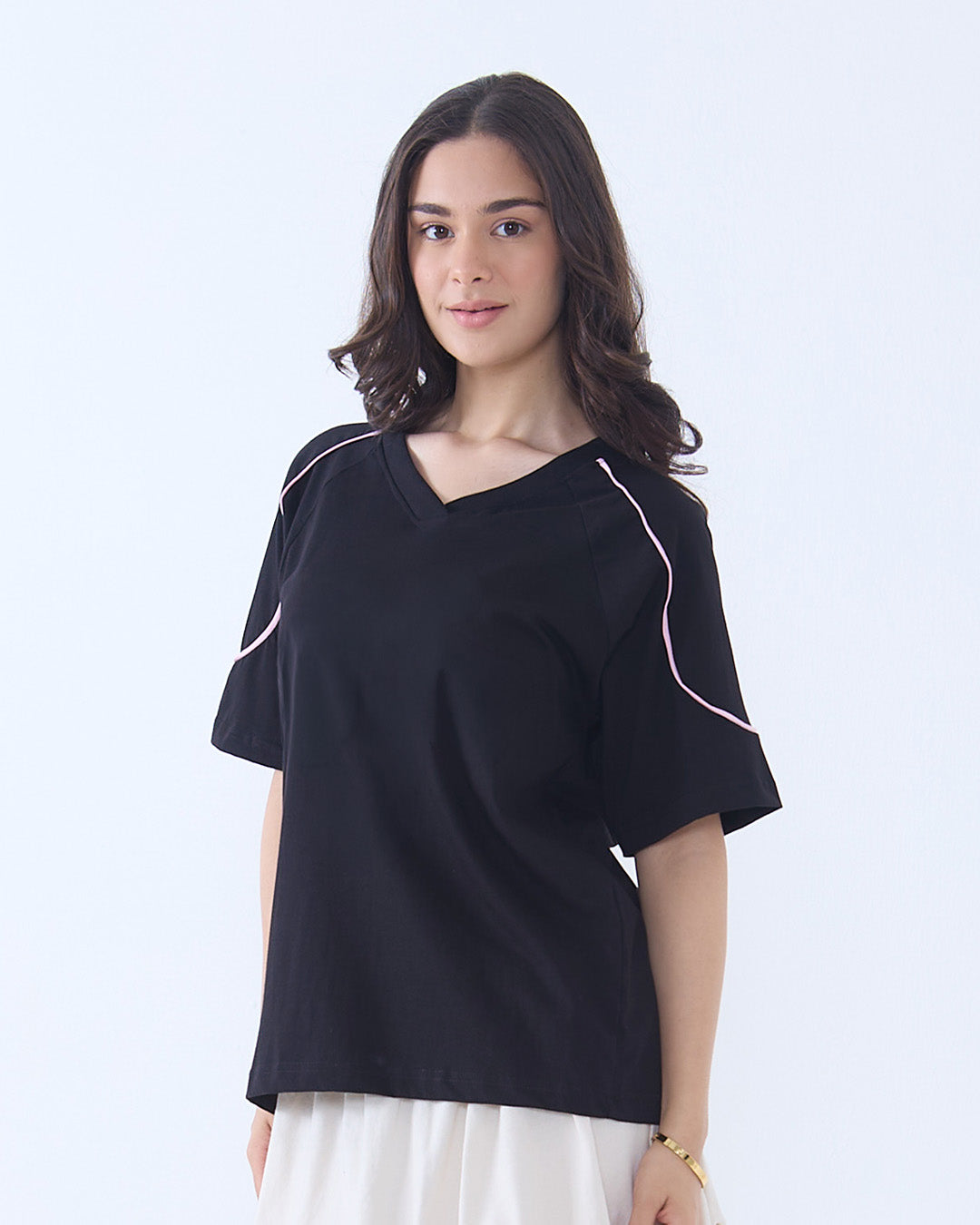 Black Varsity Plain Oversize T-Shirt