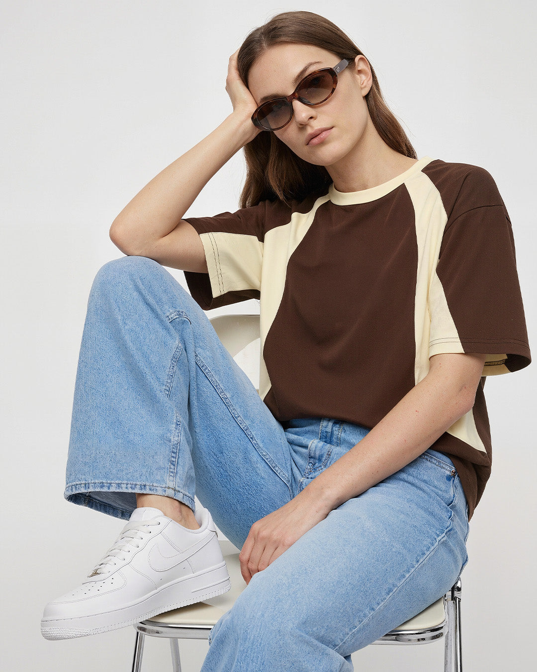 Brown-Cream All-Star Plain Oversize T-Shirt