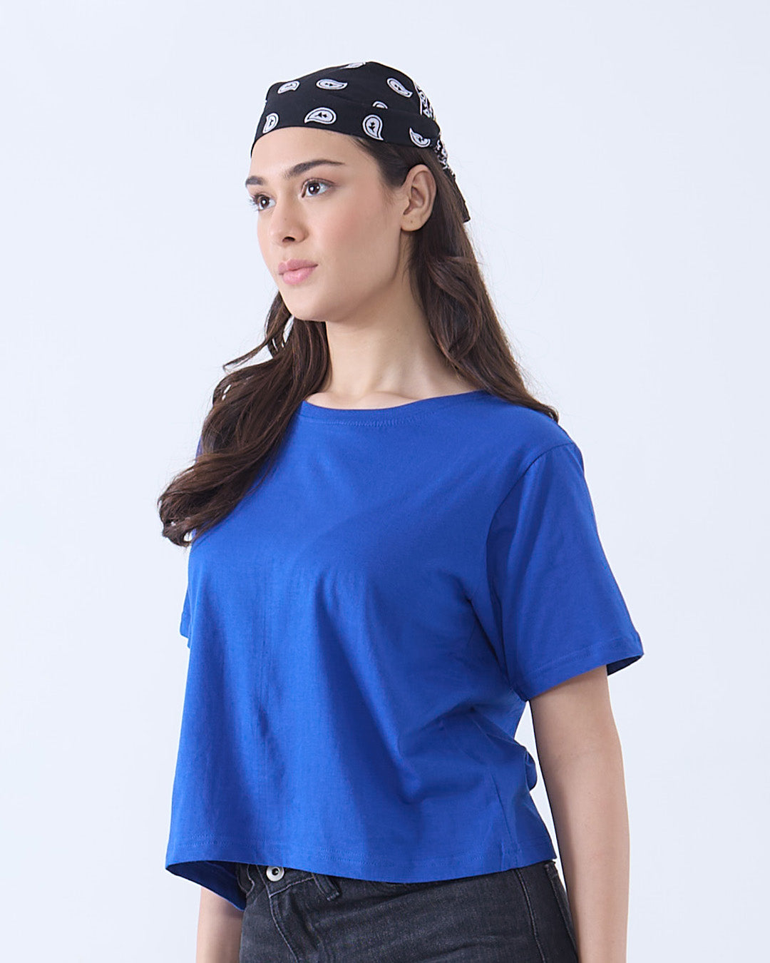 Royal Blue Plain Boxy T-Shirt