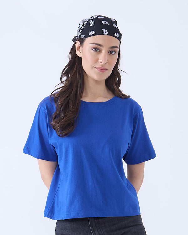 Royal Blue Plain Boxy T-Shirt