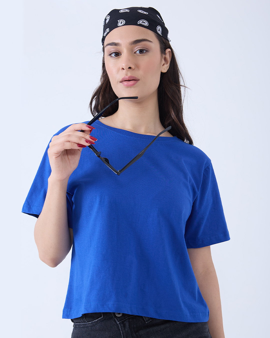 Royal Blue Plain Boxy T-Shirt