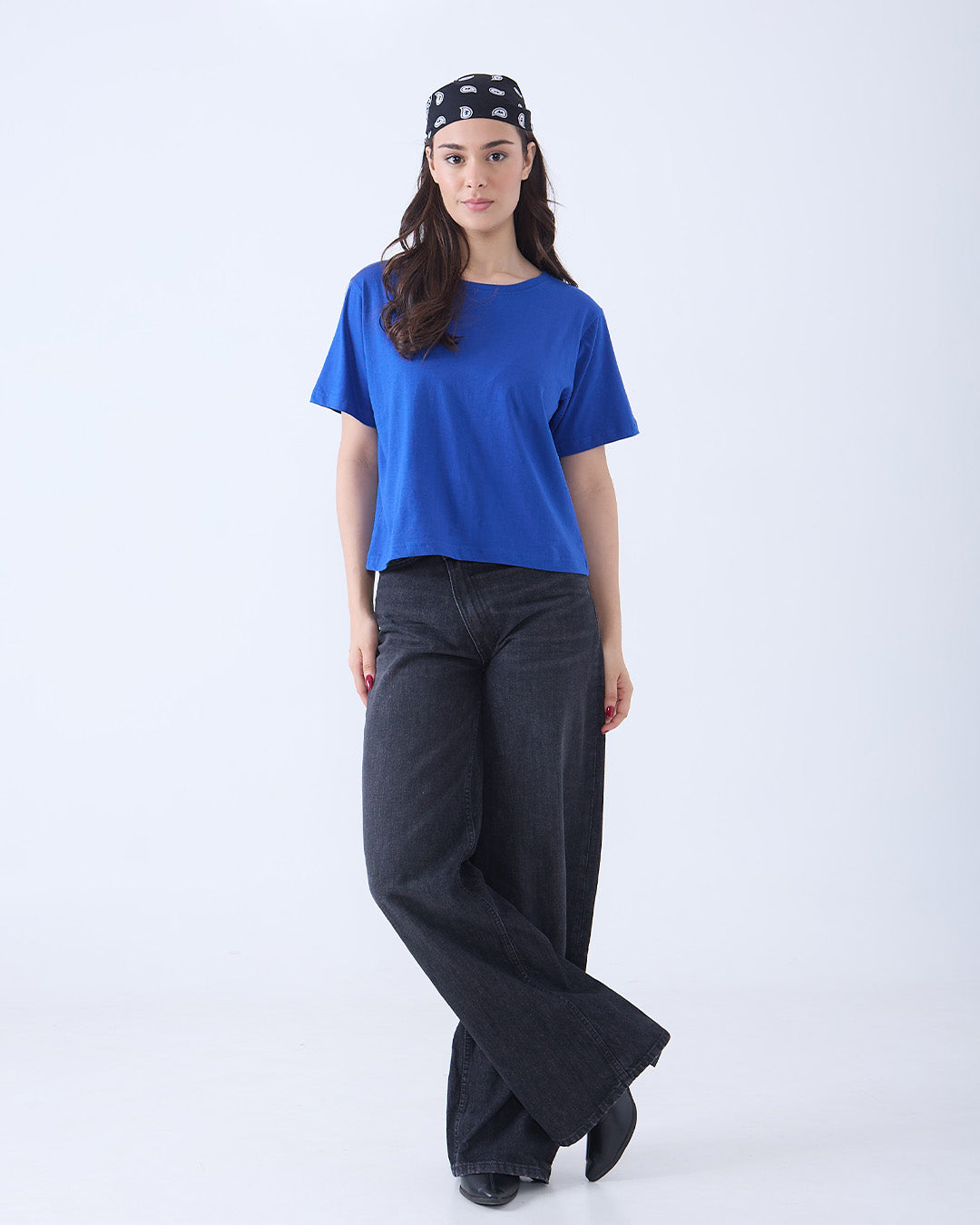 Royal Blue Plain Boxy T-Shirt