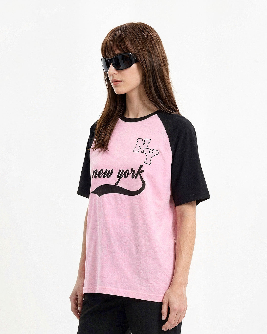 Pink New York Raglan Oversized T-Shirt