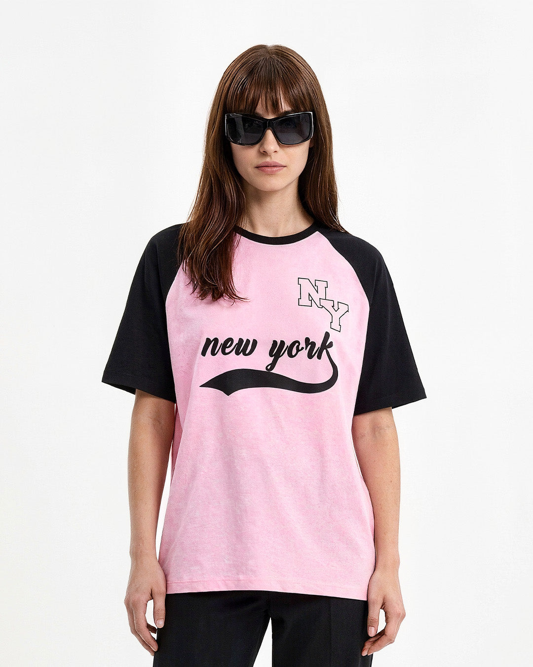 Pink New York Raglan Oversized T-Shirt