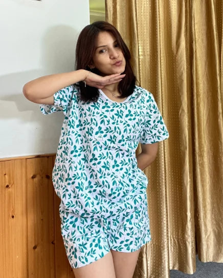 Forest Flow Cotton Shorts Set