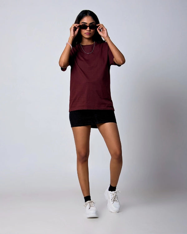 Brown Plain T-Shirt - Shop Printed T shirt for Women Online In India | LoveDky