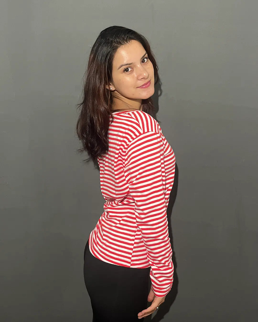 Red Stripey Scoop Neck T-Shirt