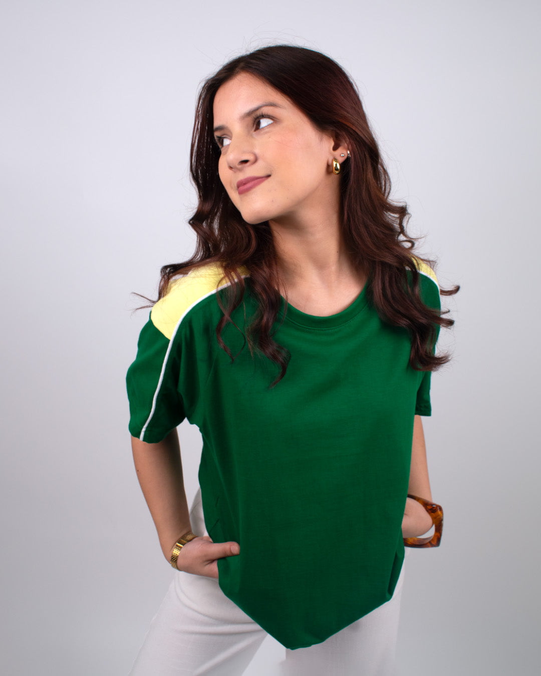 Green Downtown Plain Oversize T-Shirt