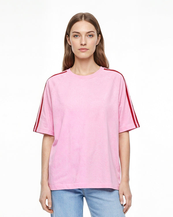 Pink-Red Curve Plain Oversize T-Shirt