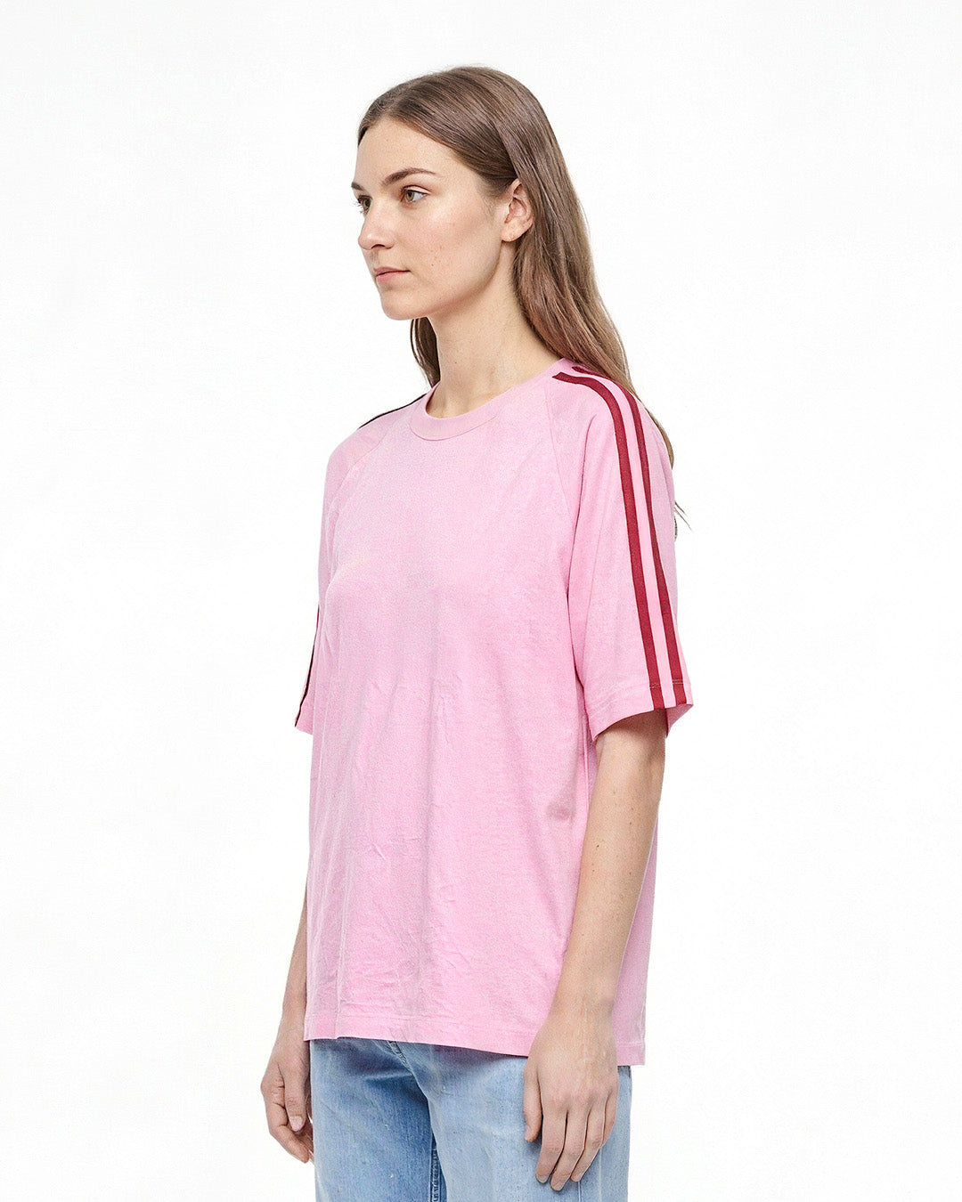 Pink-Red Curve Plain Oversize T-Shirt