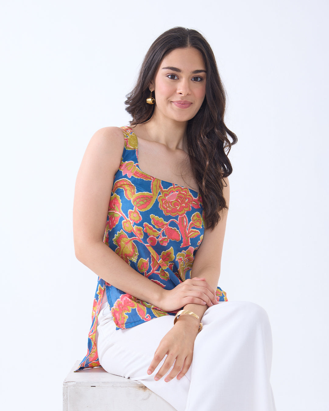 Blue Alia High Low Kurti
