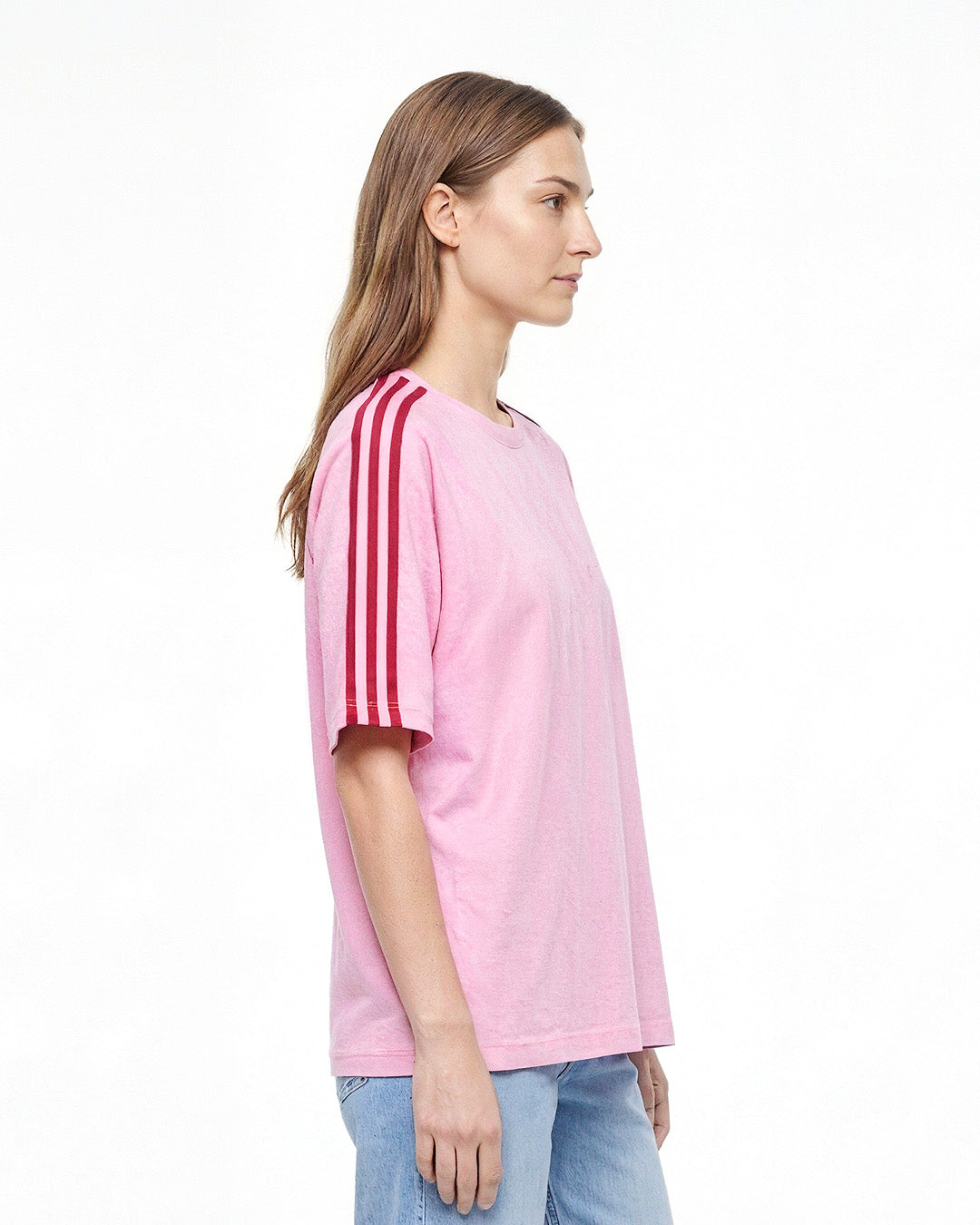 Pink-Red Curve Plain Oversize T-Shirt