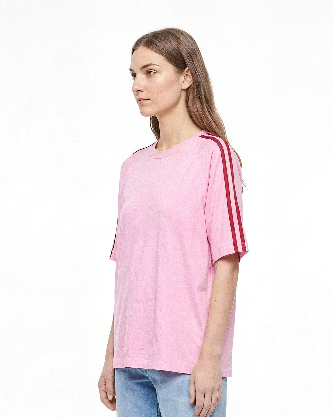 Pink-Red Curve Plain Oversize T-Shirt