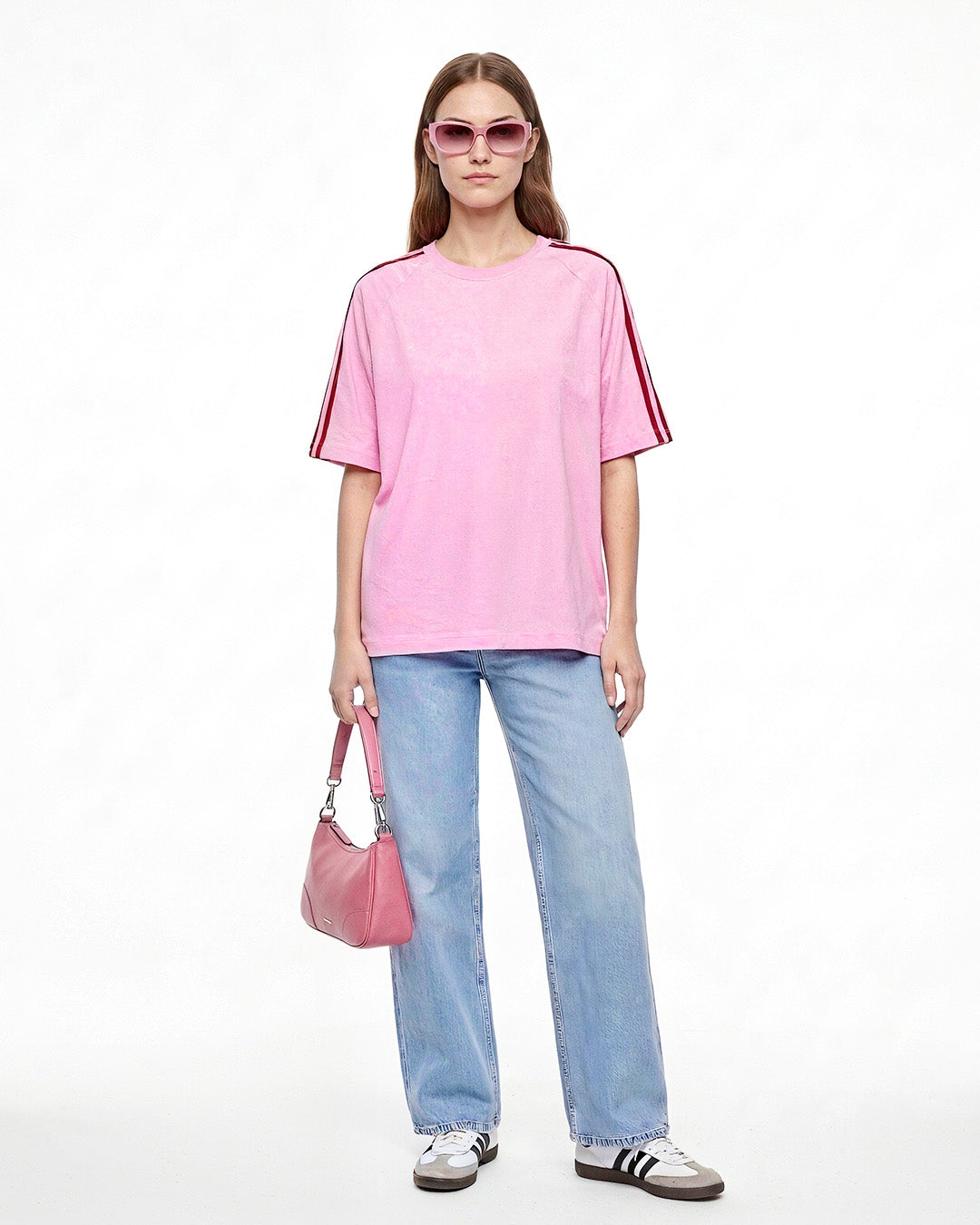Pink-Red Curve Plain Oversize T-Shirt