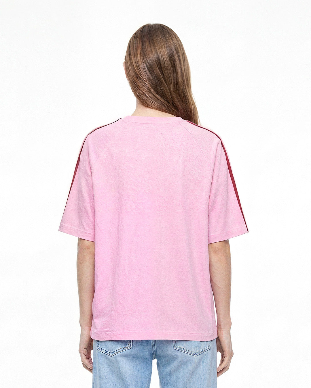 Pink-Red Curve Plain Oversize T-Shirt