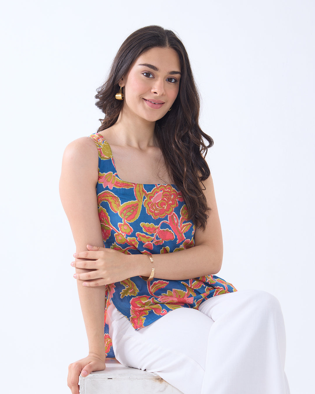 Blue Alia High Low Kurti