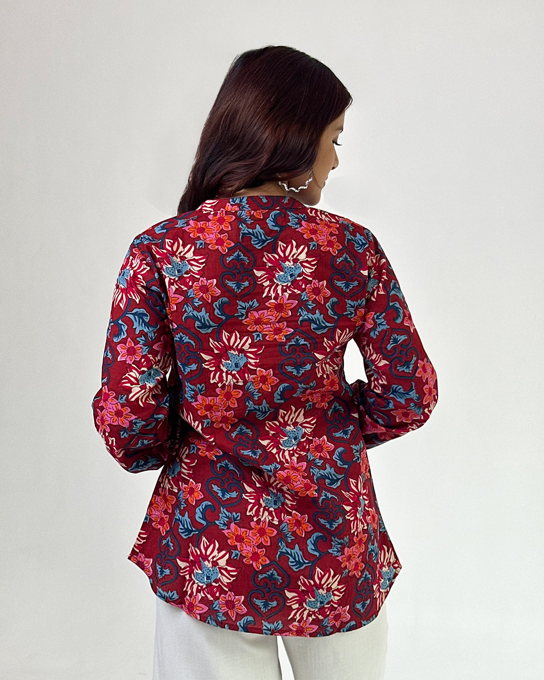 Red Vaani High Low Short Kurti