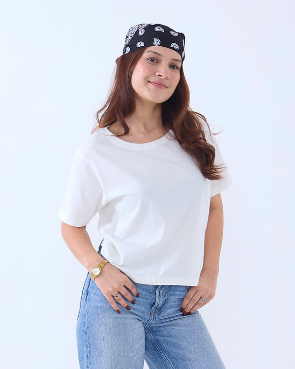 Off White Plain Boxy T-Shirt