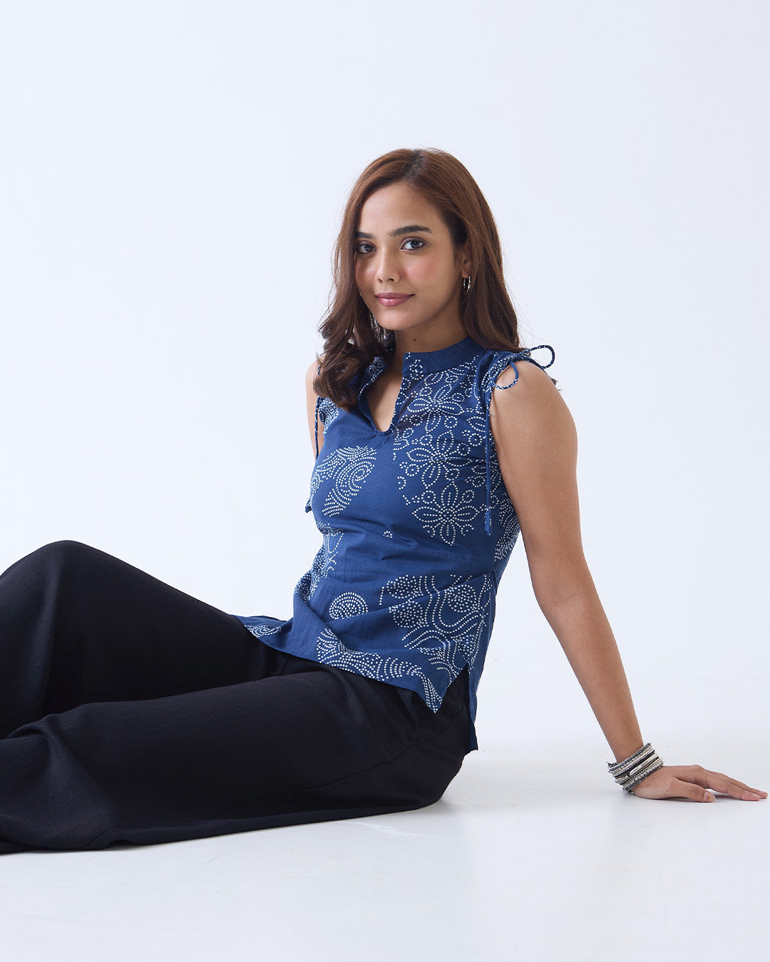 Blue Monica Ruched Kurti