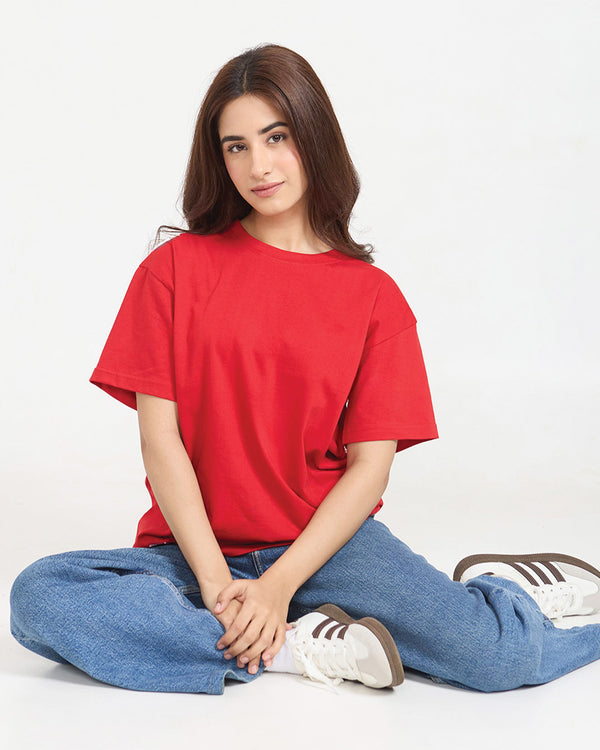 Red Plain Oversized T-Shirt