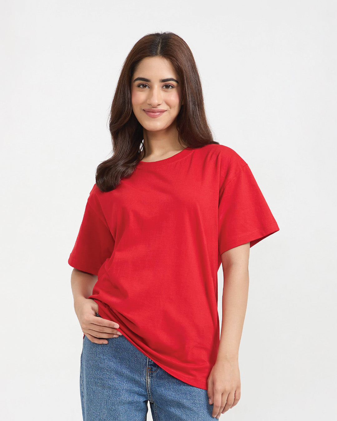 Red Plain Oversized T-Shirt