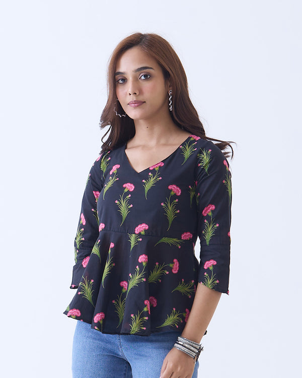 Black Camelia Top