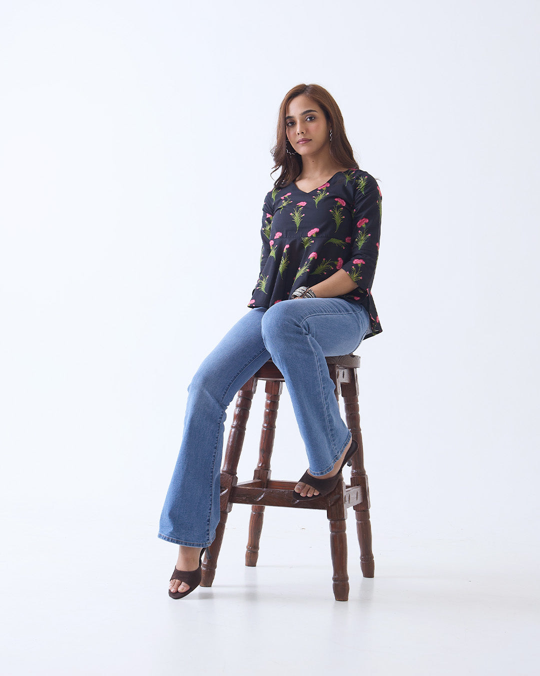Black Camelia Top