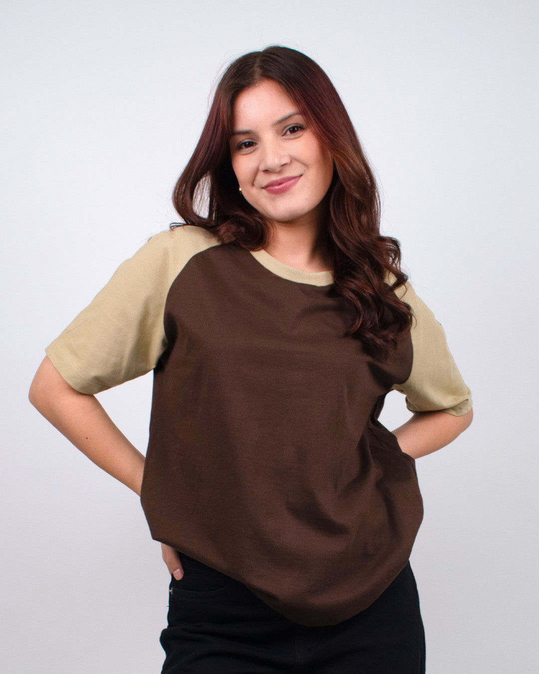 Brown Raglan Plain Oversized T-Shirt