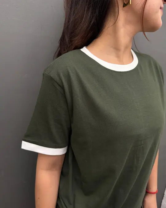 Tap Out T-Shirt - Olive & White