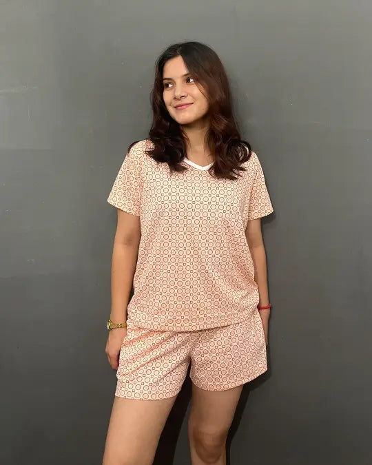 Abstract Cotton Shorts Set