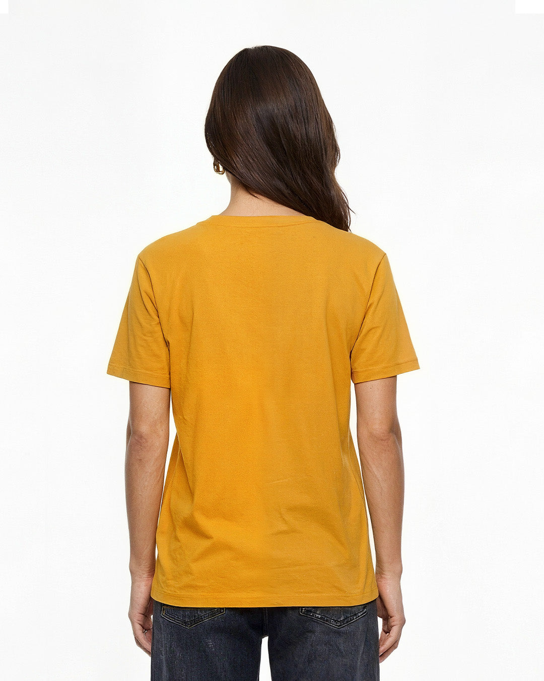 Mustard Plain V-Neck Oversized T-Shirt