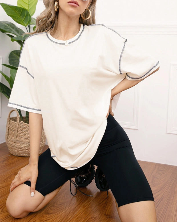 Reverse Weave Pearl Plain Oversized T-Shirt