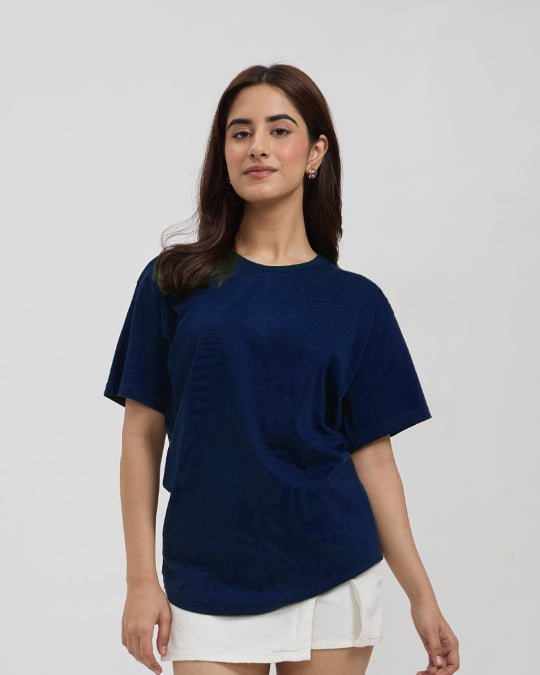 RB Navy Blue Plain Oversized T-Shirt