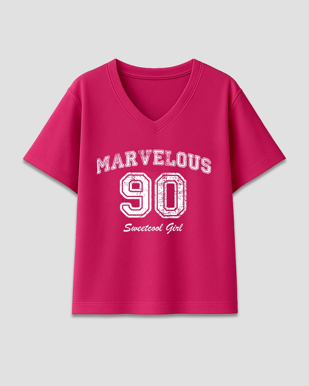 Marvelous Hot Pink V-Neck Oversized T-Shirt