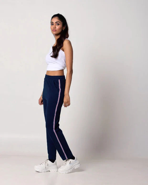 Navy Stripped Track Pant