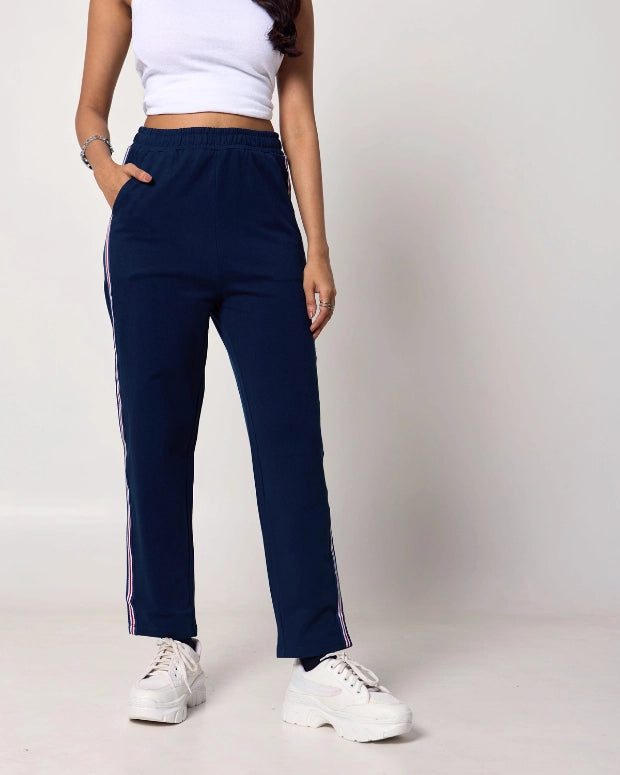 Navy Stripped Track Pant