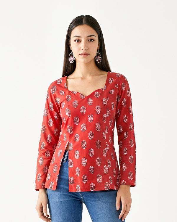 Red Ayesha Slit Kurti