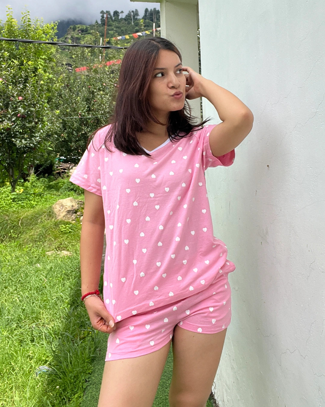 Pink Crush Cotton Shorts Set