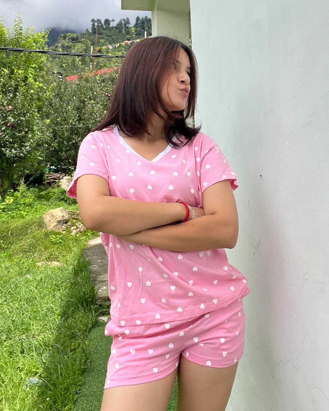 Pink Crush Cotton Shorts Set