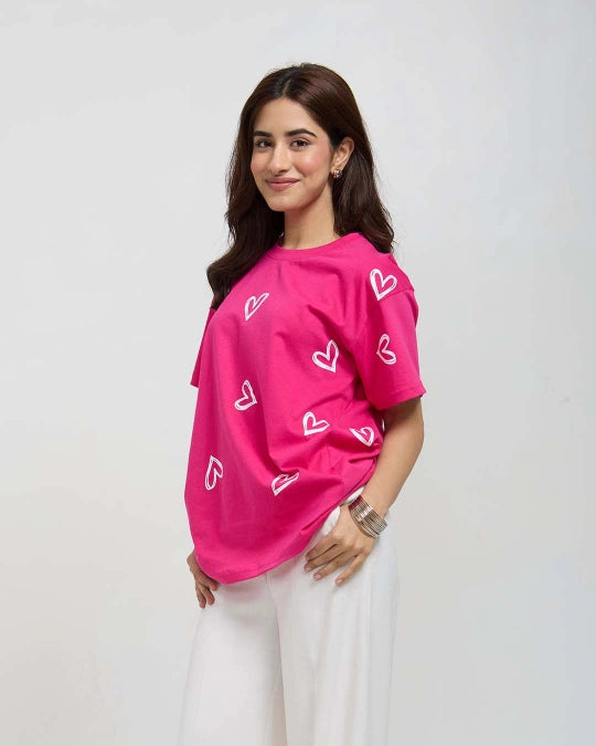 Hot Pink Lover Oversized T-Shirt