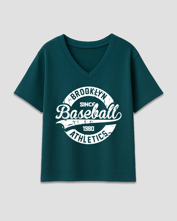 Baseball Petrol Blue V-Neck Oversize T-Shirt