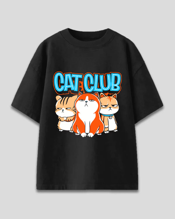 Black Cat Club Women's Oversized T Shirt | Dky