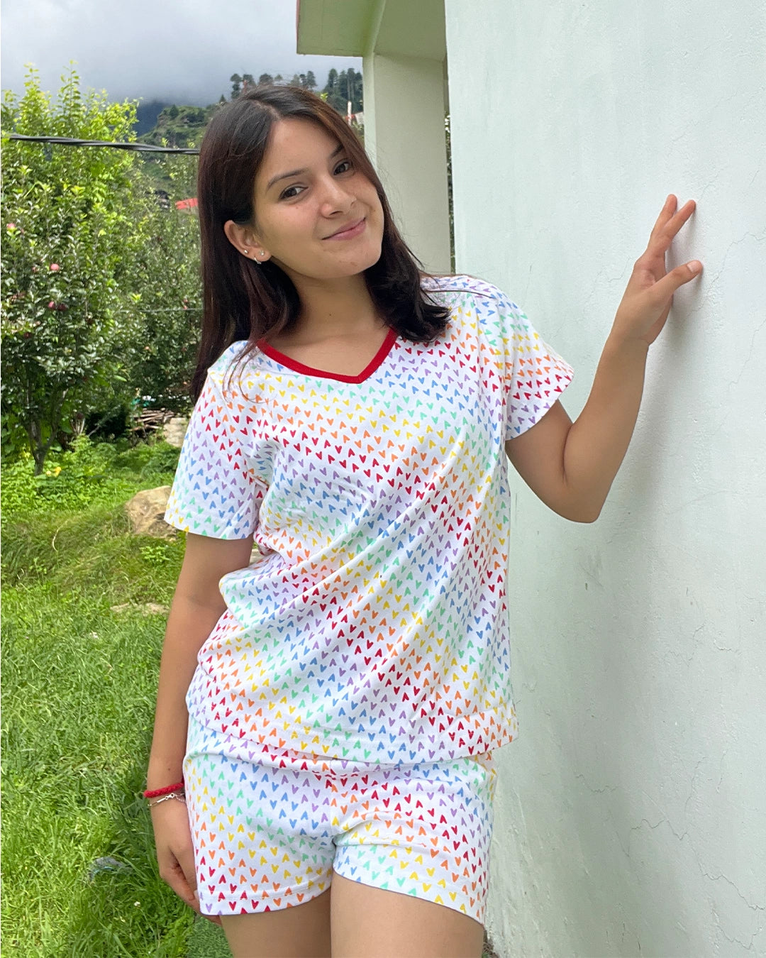Rainbow Cotton Shorts Set