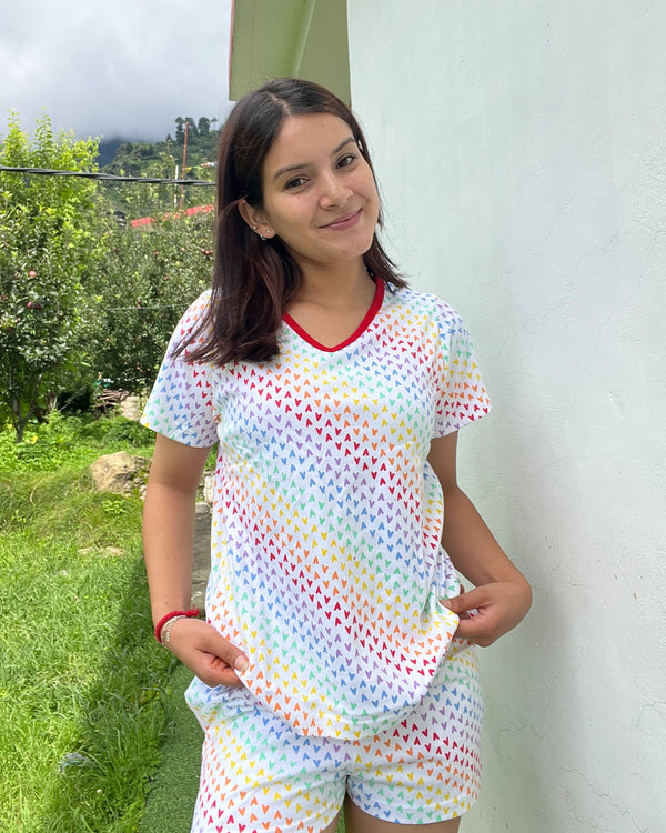 Rainbow Cotton Shorts Set