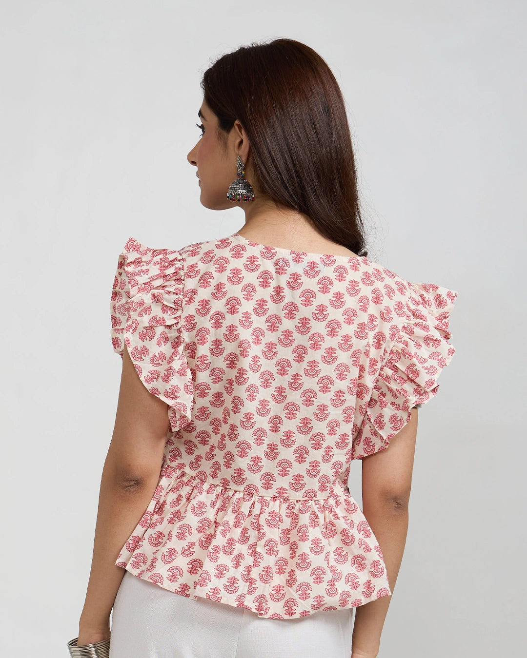 White Cherry Peplum Top