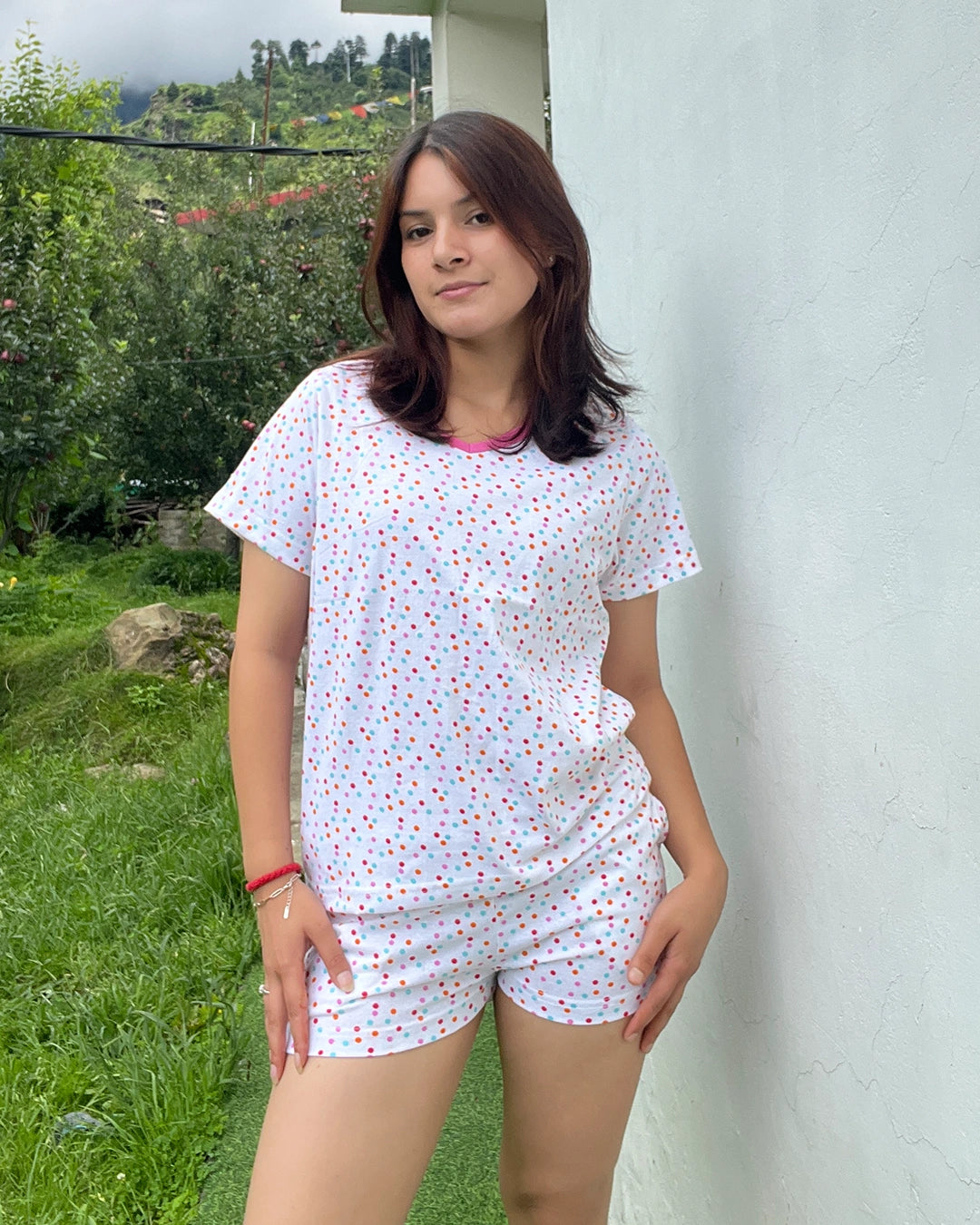 Berry Pop Cotton Shorts Set
